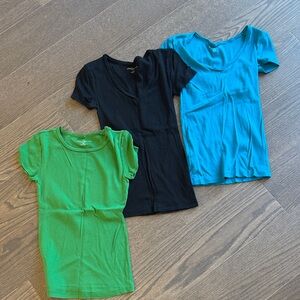 Ann Taylor Black, Blue, and Green Short Sleeve Tees